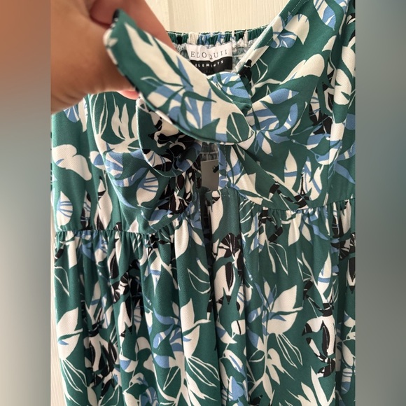 Eloquii NWT maxi dress sleeveless keyhole tie front size 14/16 green - Picture 2 of 9